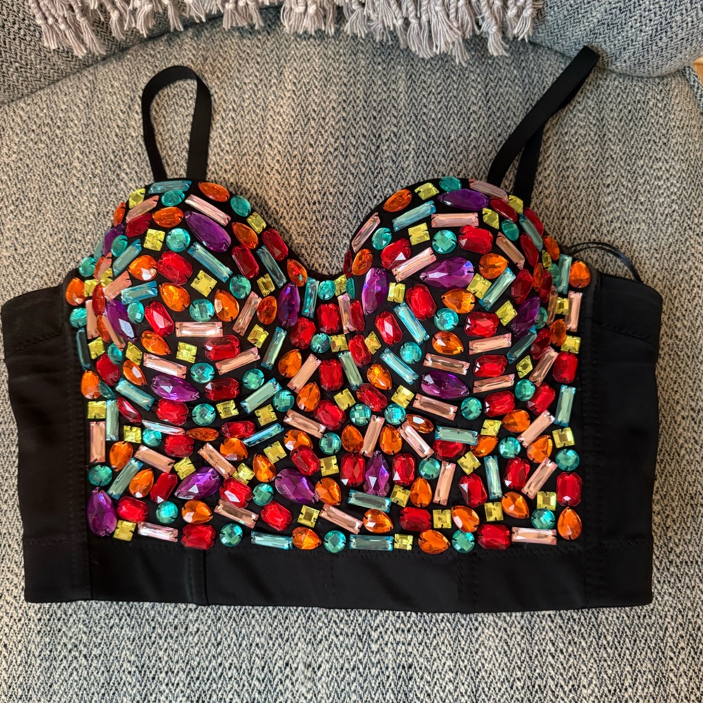 Rhinestone Cropped Top